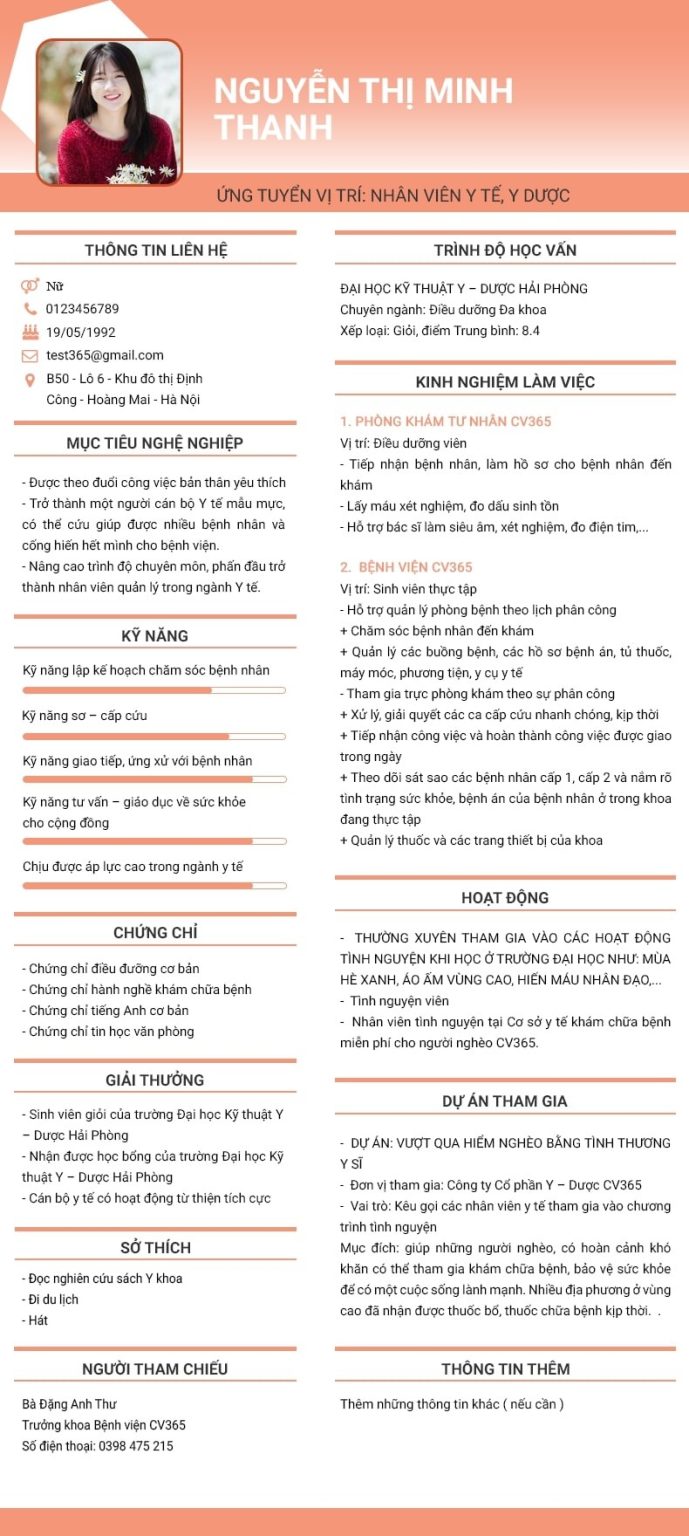 Mẫu CV xin việc ngành VX 88 tải app Nguyễn thị Minh Thanh