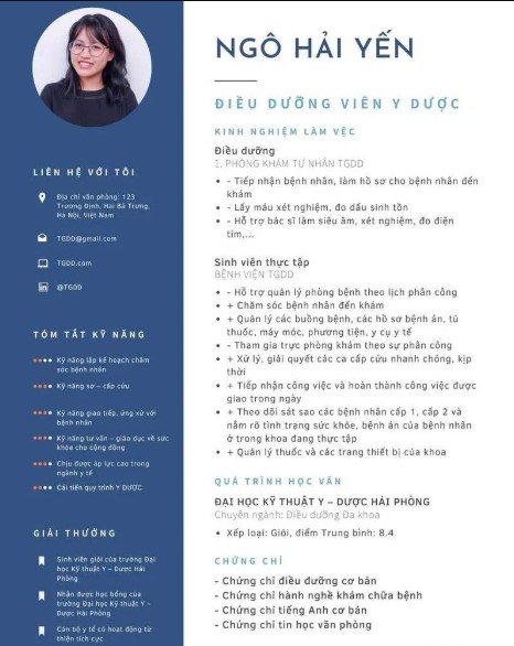 Mẫu CV xin việc ngành Dược Ngô Hải Yến