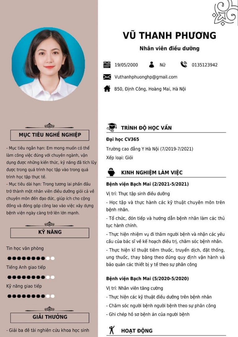 Mẫu CV xin việc Vx88 link truy cập của Vũ Thanh Phương