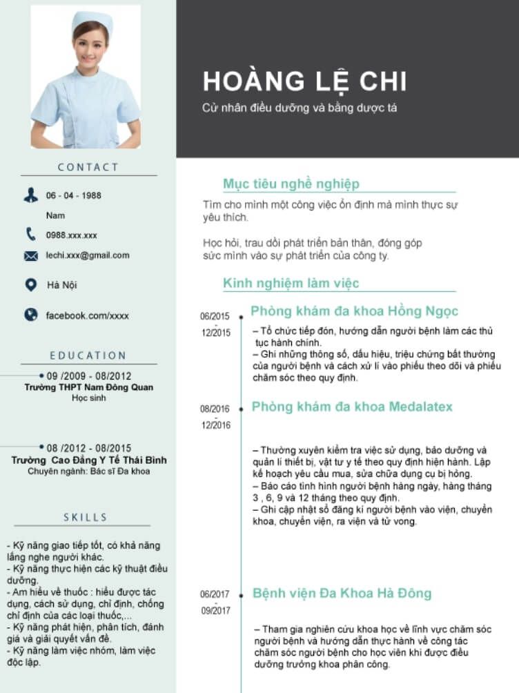 Mẫu CV xin việc Vx88 link truy cập của Hoàng Lệ Chi